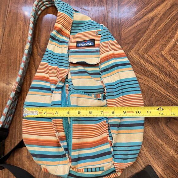 Kavu Rope Sling Cross Body Bag Multicolor Striped Teal - Picture 3 of 8